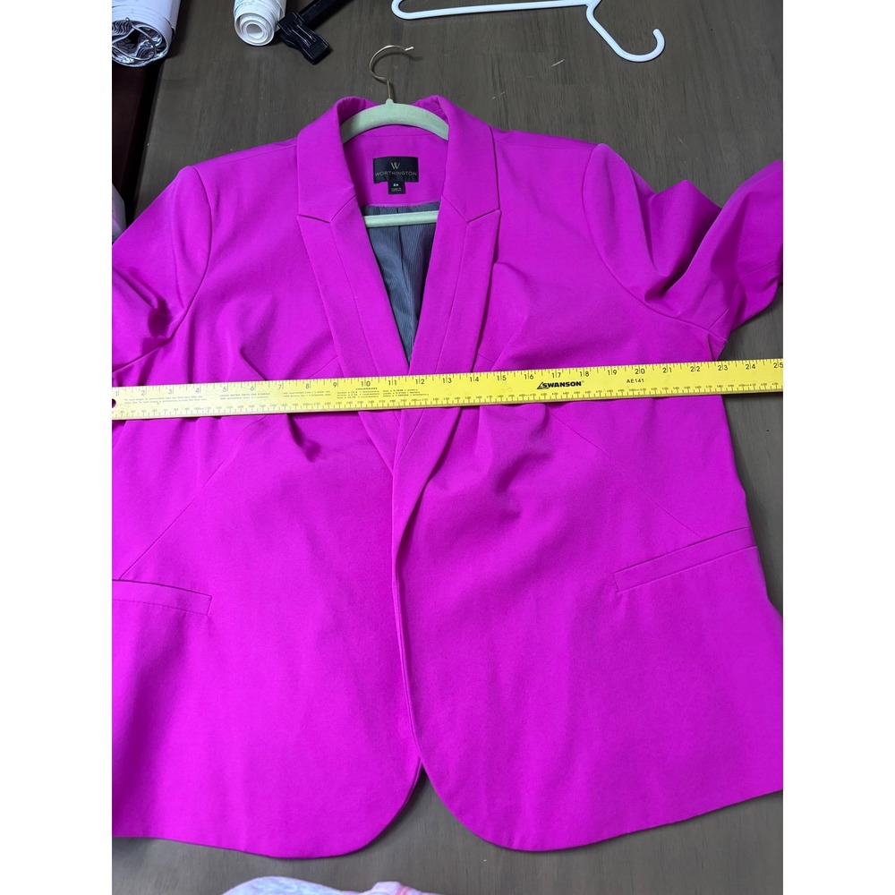 Worthington Womens Magenta Pink 2-Piece Pant Suit Blazer Slim Fit Trousers 2X - Picture 12 of 12